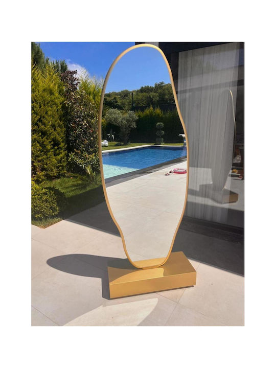 SteweHome Asymmetric Mirror with Gold Wooden Frame 180x65cm