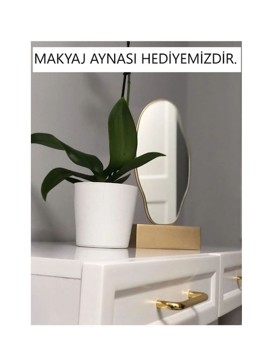 SteweHome Asymmetric Mirror with Gold Wooden Frame 180x65cm