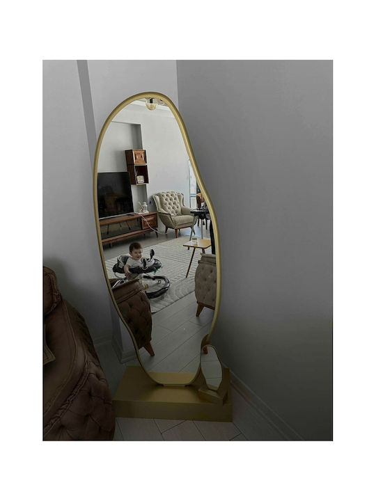 SteweHome Asymmetric Mirror with Gold Wooden Frame 180x65cm