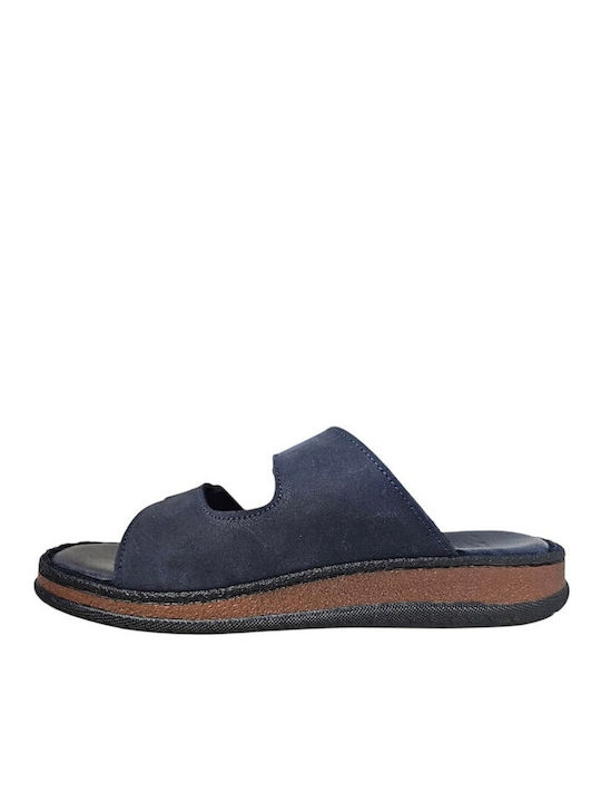 Leather Men's Sandals in Blue Colour S-001-BLUE