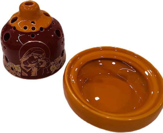 Ceramic Vigil Oil Lamp Bell Virgin Mary Two-Tone Vigil Lamp Dimensions Diameter × Height 11 × 11 Cm