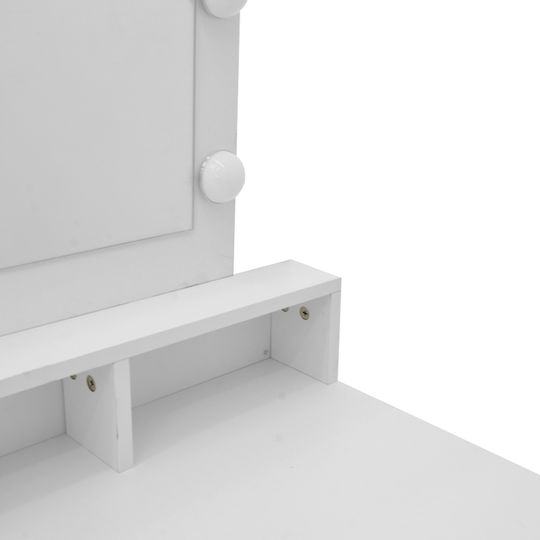 Floor-Standing Makeup Dressing Table Wooden White with Mirror 80x40x145cm