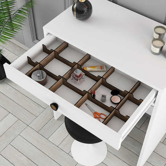 Bodenstehende Schminktisch Schlafzimmer Lizbon Holz Weiß mit Spiegel 70x40x84,7cm
