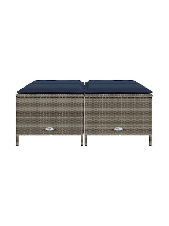 Gartenhocker Würfel Außeneinsatz Rattan mit Grau Kissen 4 Stück 50x48x36,5cm