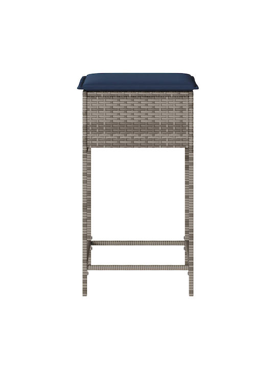 Gartenhocker Für Bar Außenbereich Rattan Mit Grauem Kissen 2Stücke 40x40x76cm