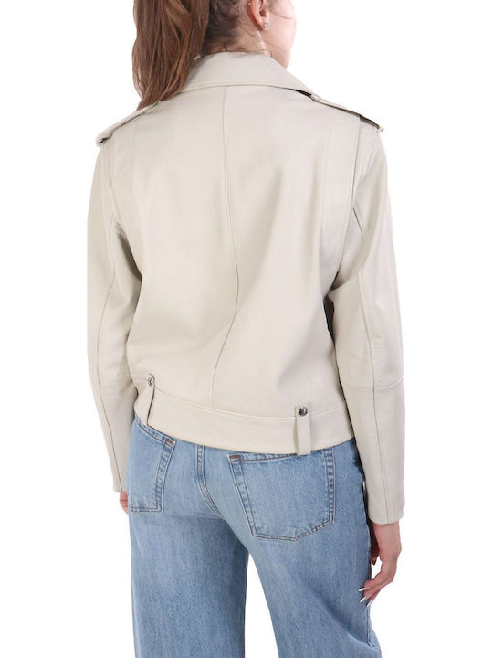 C_sandy Damen Biker Jacke Ekru