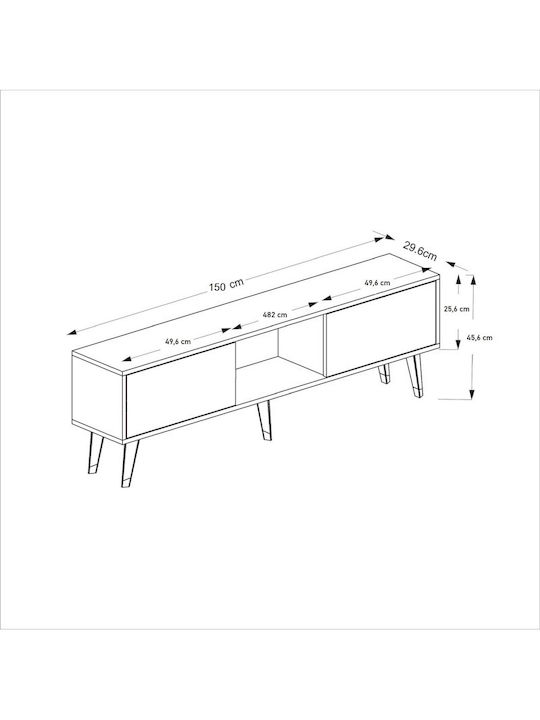 Έπιπλο Τηλεόρασης Λευκό Μ150xΠ30xΥ46cm