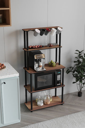 SteweHome Metallic Kitchen Rack 4 Tiers Brown 68x33x95cm