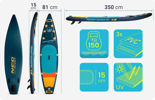 NEO Sport Reefbreak Φουσκωτή Σανίδα SUP με Μήκος 3.5m Μπλε