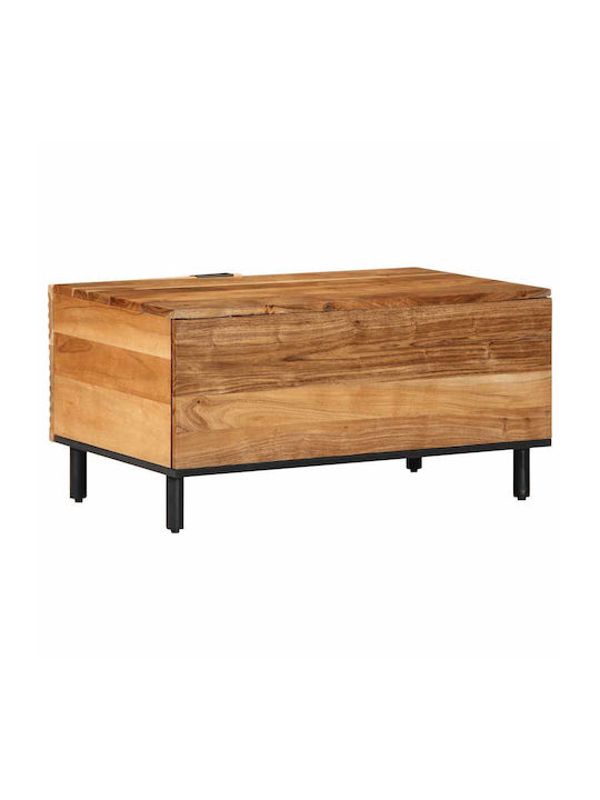 Rectangular Central Coffee Table Solid Wood Brown 80x50x40cm