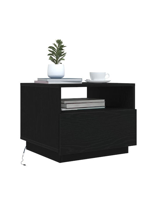 Square Side Table Wooden Black Oak 50x49x40cm