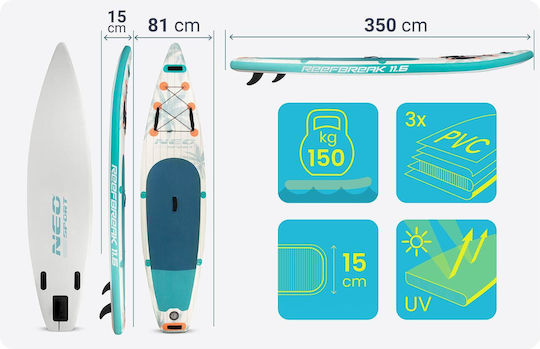 NEO Sport Reefbreak Inflatable SUP Board with Length 3.5m White