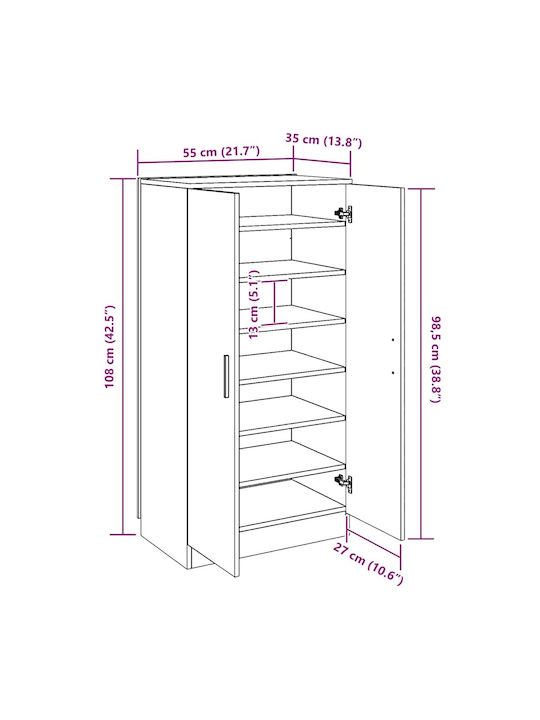 vidaXL Schuhorganisatoren aus Spanplatte 55x35x108cm