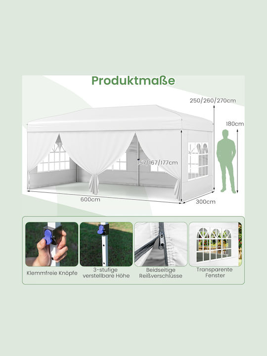 Costway Foldable Garden Gazebo Beige 3x6m