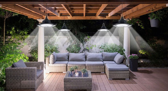 Set of 2 Hanging Solar Lights Street 7W 1000lm Cold White 6500K with Photocell and Remote Control IP65 136cmcm