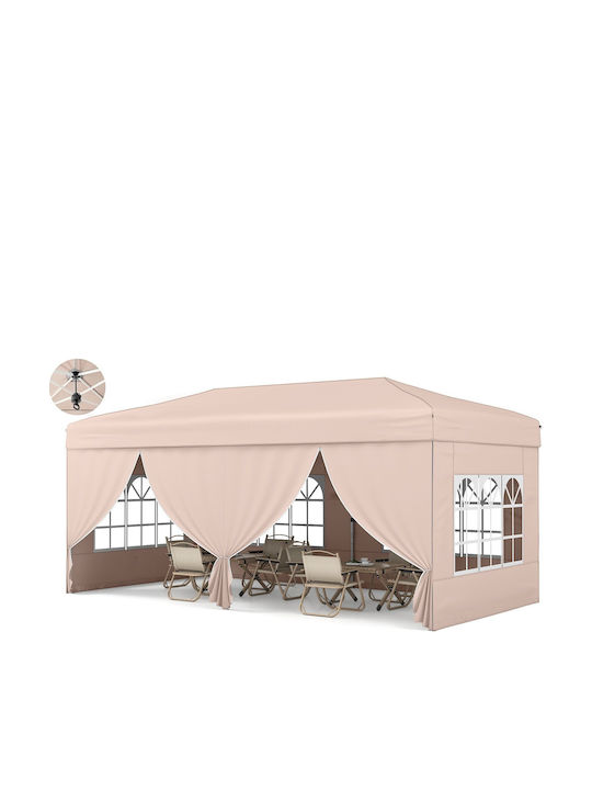 Costway Zusammenklappbares Garten Gazebo Beige 3x6m