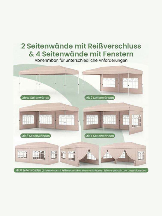 Costway Zusammenklappbares Garten Gazebo Beige 3x6m