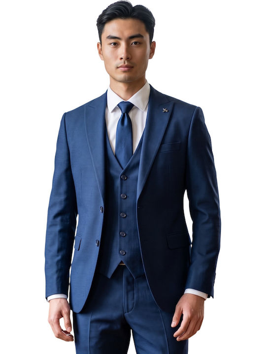 Herrenanzug Mit Weste Marineblau