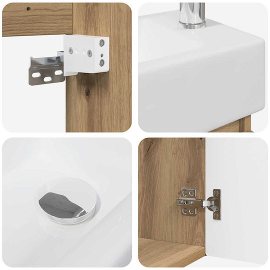 vidaXL Vanity Unit with Sink M45.5xL22.5xH84cm Oak