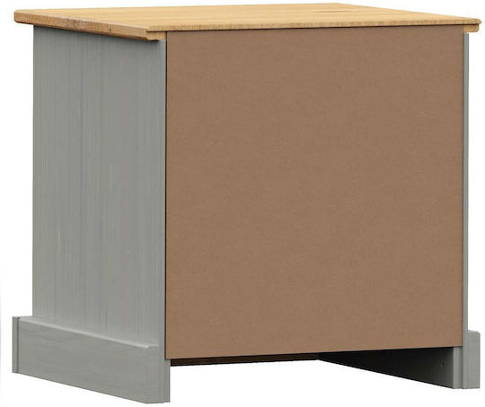 Κομοδίνο Ξύλινο με Μεταλλικά Πόδια Γκρι 42x35x42cm