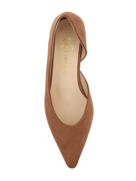 Suede Women's Ballerina Shoes in Tabac Brown Colour