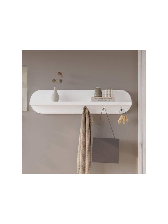 SteweHome Κρεμάστρα Τοίχου Ξύλινη 3 Θέσεων Λευκή 60x11x11cm