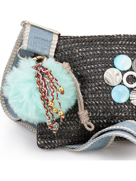 Keychain Bag Charm Large Light Blue Pom Pom Charms