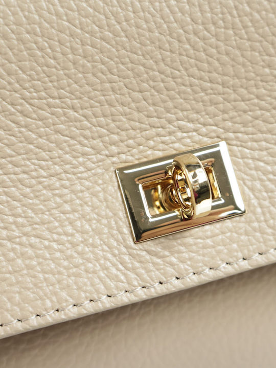 Lederschultertasche / Crossbody-Tasche für Damen Cappuccino