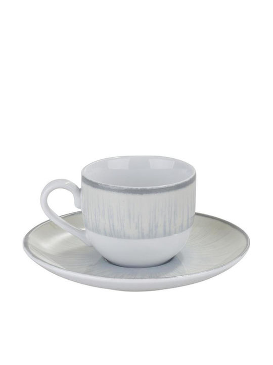 Oriana Ferelli Water Lily Set Coffee Cups Porcelain Gray 6 Pieces