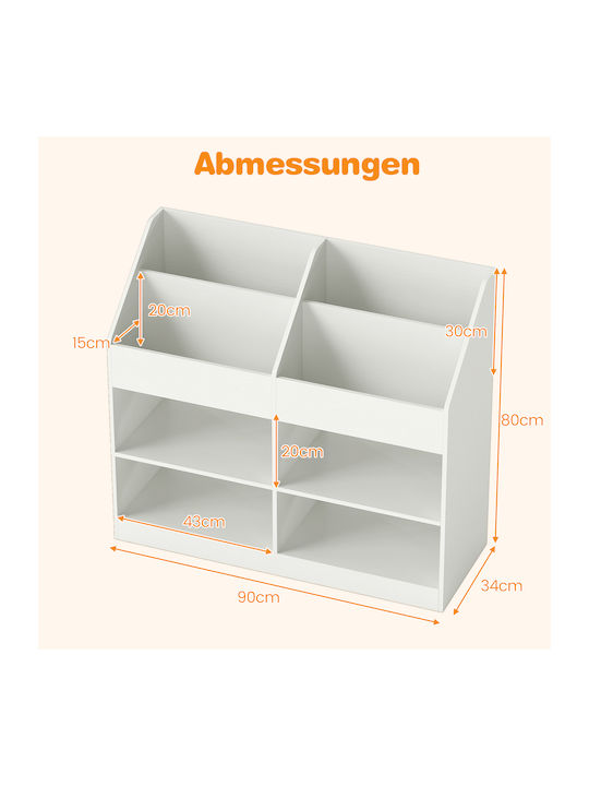 Wooden Floor Bookcase White 80x34x90cm