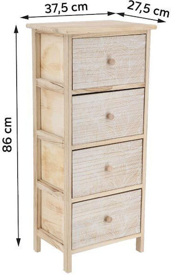 Sertar de Depozitare din Lemn cu 4 Sertare M37.5xL27.5xÎ86cm