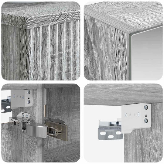 vidaXL Panglică Fără Lavoar cu Oglindă cu Lumină Gri
