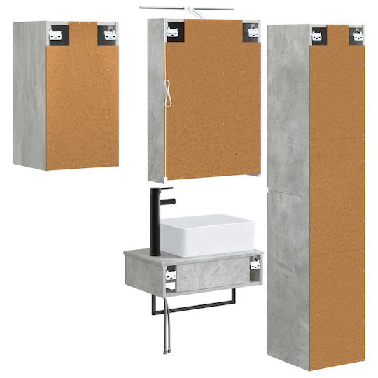 vidaXL Bathroom Vanity Unit Without Sink With Mirror With Light Gray