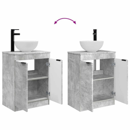 vidaXL Badezimmer Waschtisch-Einheit Ohne Waschbecken Mit Spiegel M54xB35xH83cm Grau