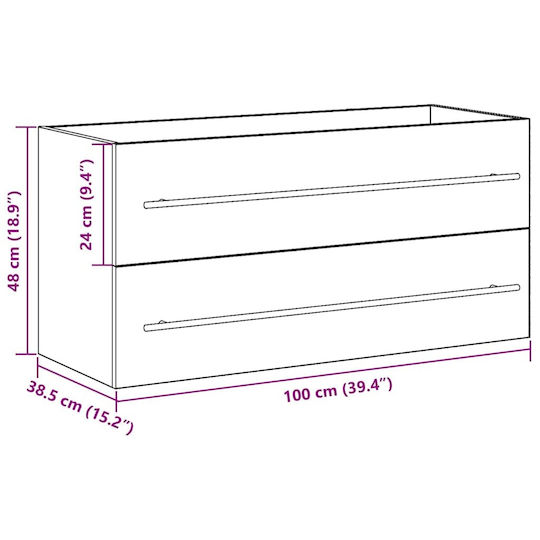 vidaXL Badezimmer Waschtisch-Einheit M100xB38.5xH48cm Eiche