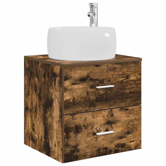 vidaXL Vanity Unit Without Sink With Mirror With Light Smoked Oak Wood