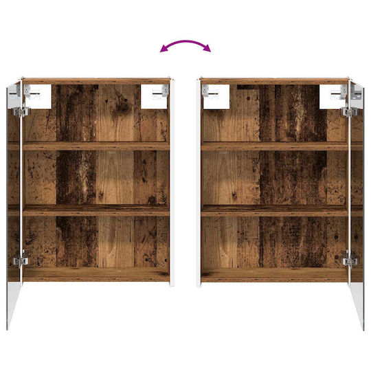 vidaXL Badezimmer Waschtisch-Einheit mit Spiegel mit Licht Gebeiztes Holz