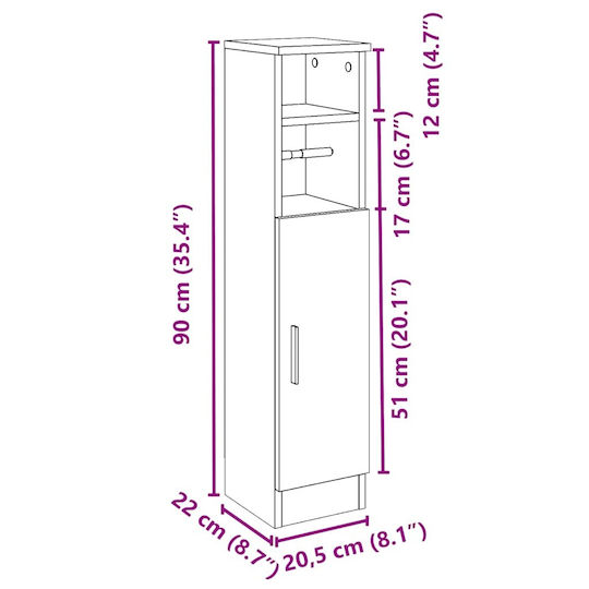 vidaXL Bathroom Vanity Unit Without Sink M20.5xL22xH90cm Brown