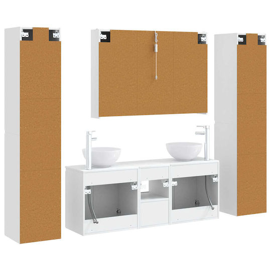 vidaXL Vanity Unit Without Sink With Mirror With Light White