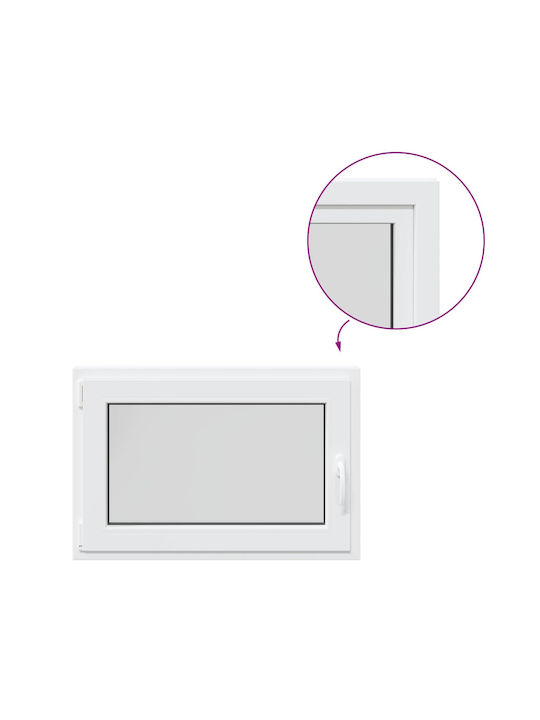 vidaXL Hinged PVC Window W90xH70cm