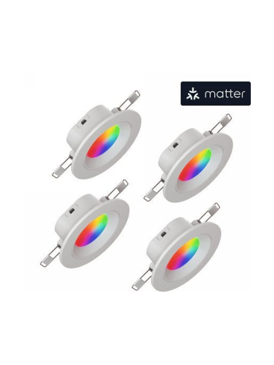 Nanoleaf Χωνευτό Σποτ με Ενσωματωμένο LED και Ρυθμιζόμενο Λευκό Φως Λευκό 9.5x9.5εκ. 4τμχ
