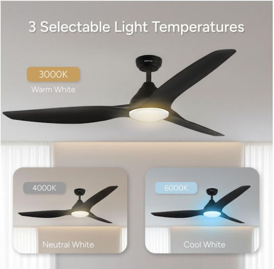 Rohnson Ceiling Fan 132cm with Light Black
