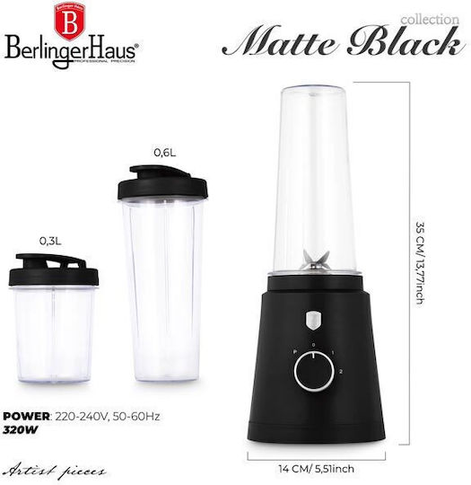 Berlinger Haus Blender With Stainless Steel Jug 300 ml 320W Black BH-9880