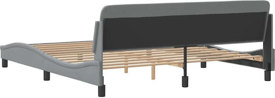 King Size Upholstered Fabric Bed Light Gray with Slats for Mattress 180x200cm