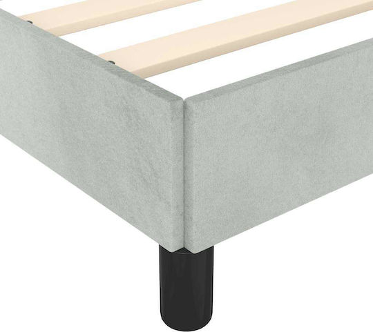 King Size Bed Base Upholstered with Velvet Gray with Slats for Mattress 183x213cm