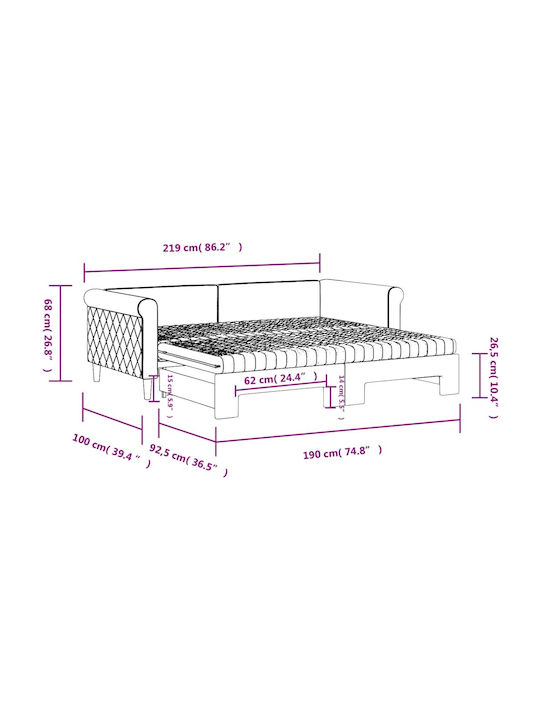 Kinderbett Bett Mit Samt Dunkelgrau Samt Mit Lattenrost & Matratze 90x190cm
