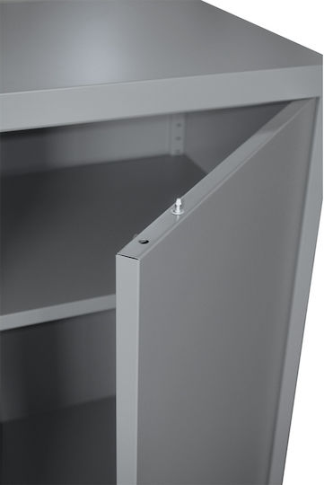 Metallic Single-Leaf Outdoor Storage Cabinet Low-50 Galvanized Gray 50x45x101cm 1 Shelf 2 Compartments Adjustable Feet
