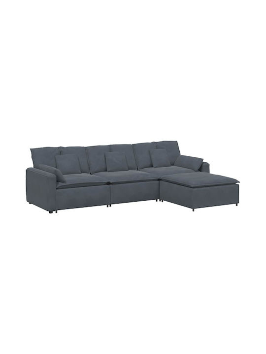 Corner Velvet Couch Dark Gray 324x205x64cm