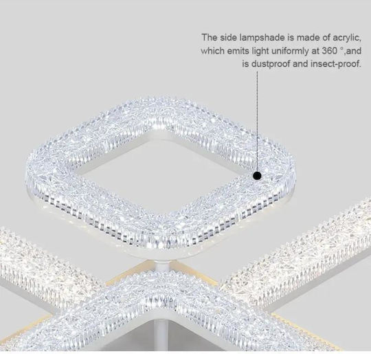 Luminastar Πλαφονιέρα Οροφής Λευκή με Ενσωματωμένο LED και Κρύσταλλα και Τηλεχειριστήριο