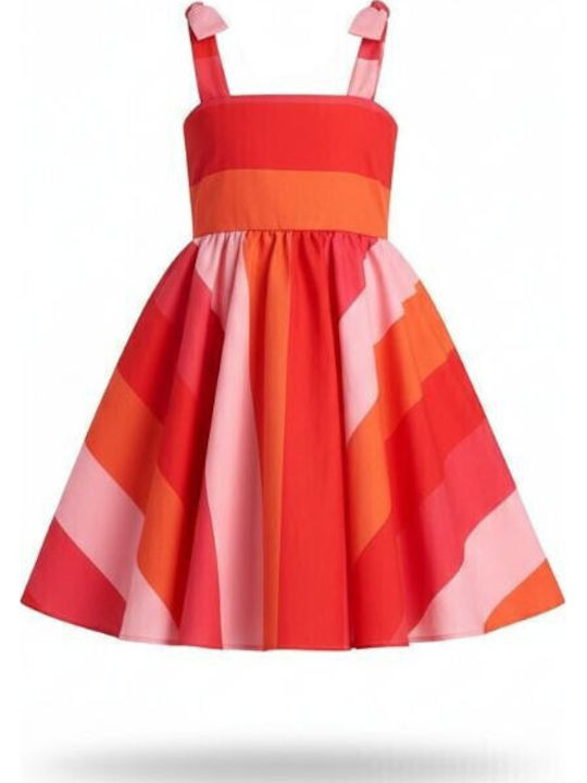 Children's Dress Sleeveless Striped Scarlet